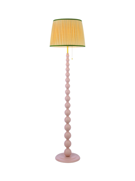 Joules Harewood Pleated Shade Bobbin Floor Lamp, Light Pink, Pink Light