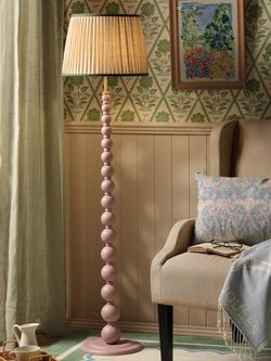 Joules Harewood Pleated Shade Bobbin Floor Lamp, Light Pink - view 2, Pink Light