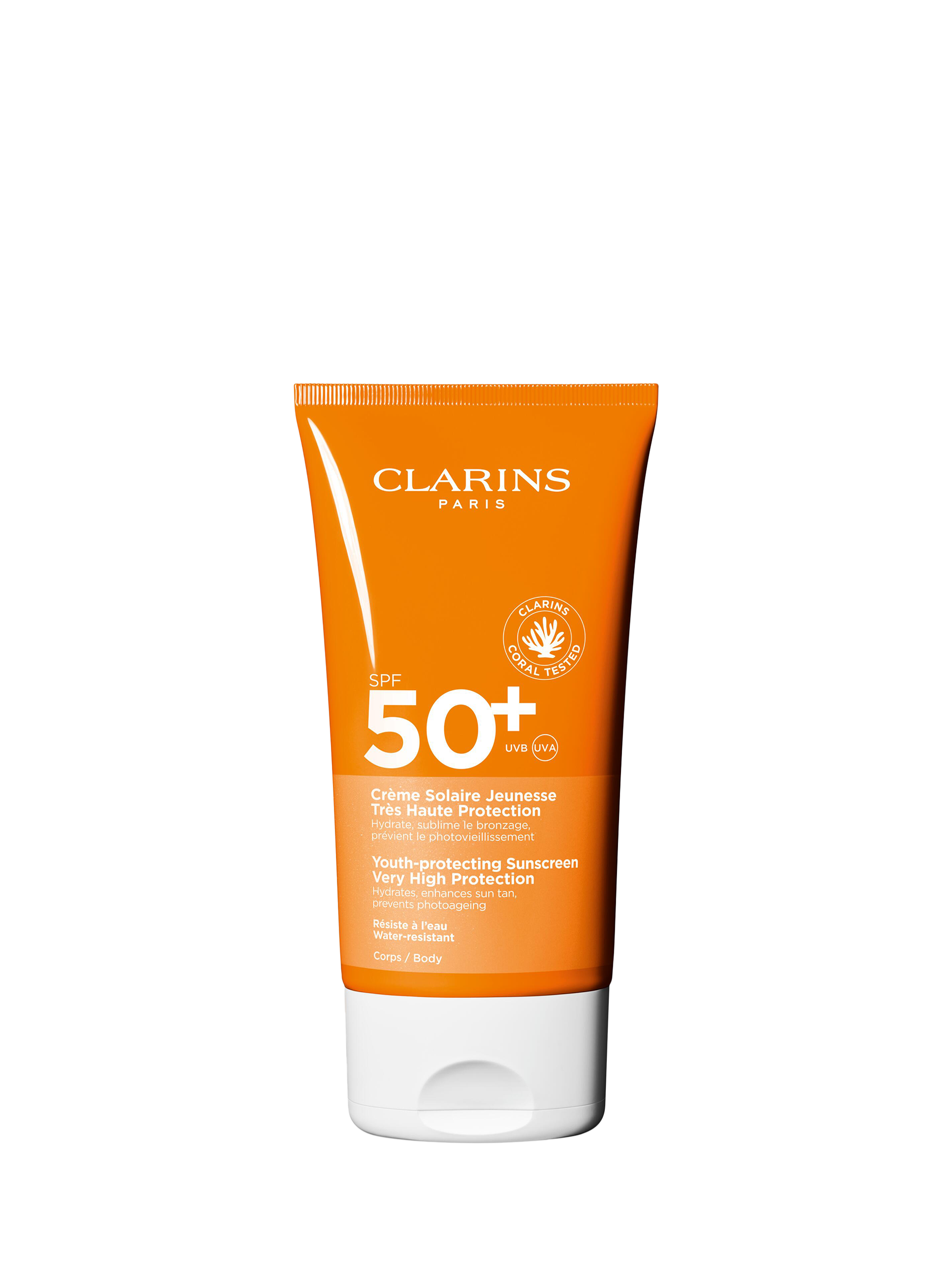 Product image 1 of 7, which shows Clarins Sun Care Cream for Body SPF 50+, 150ml