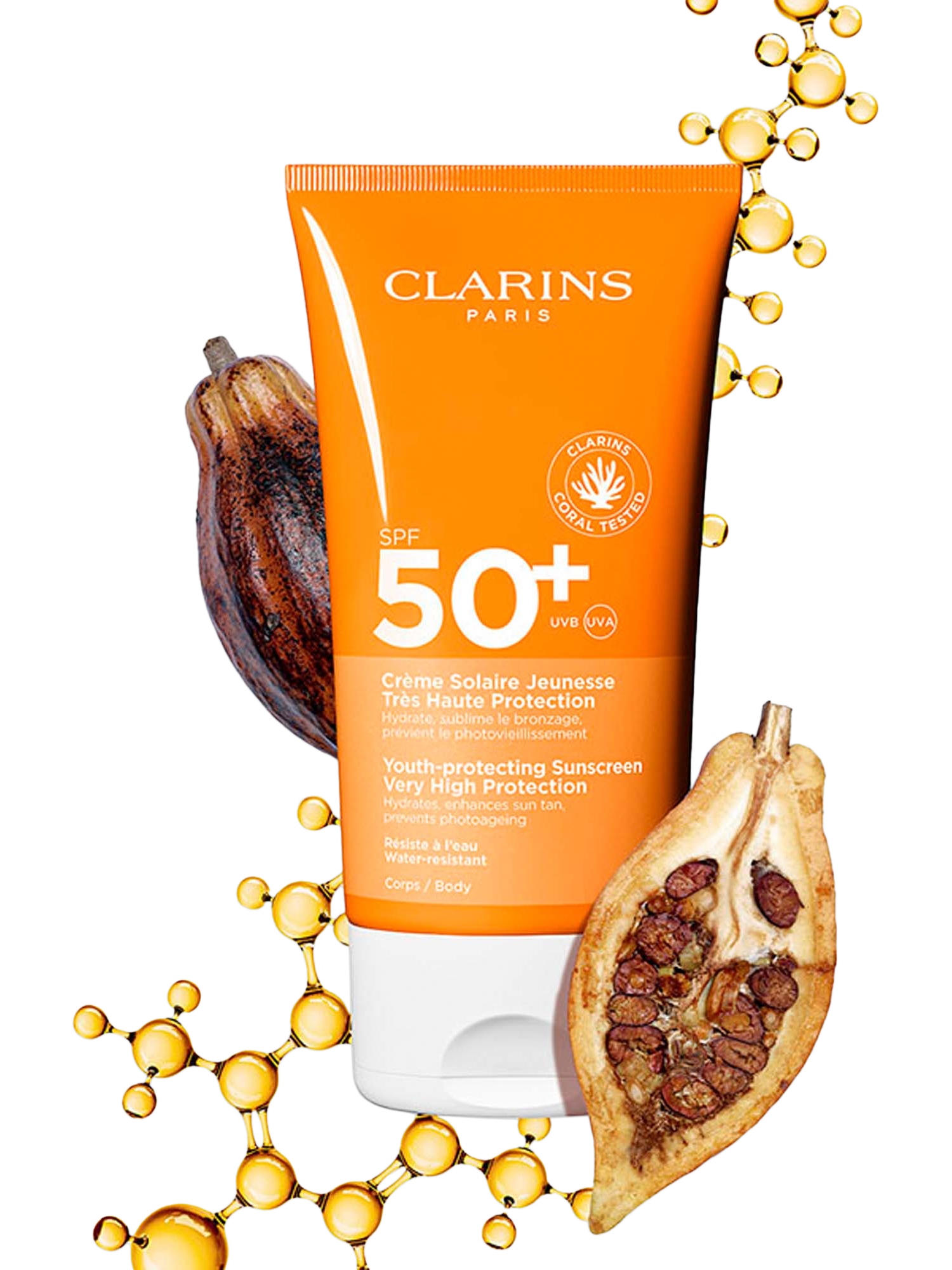 Product image 2 of 7, which shows Clarins Sun Care Cream for Body SPF 50+, 150ml