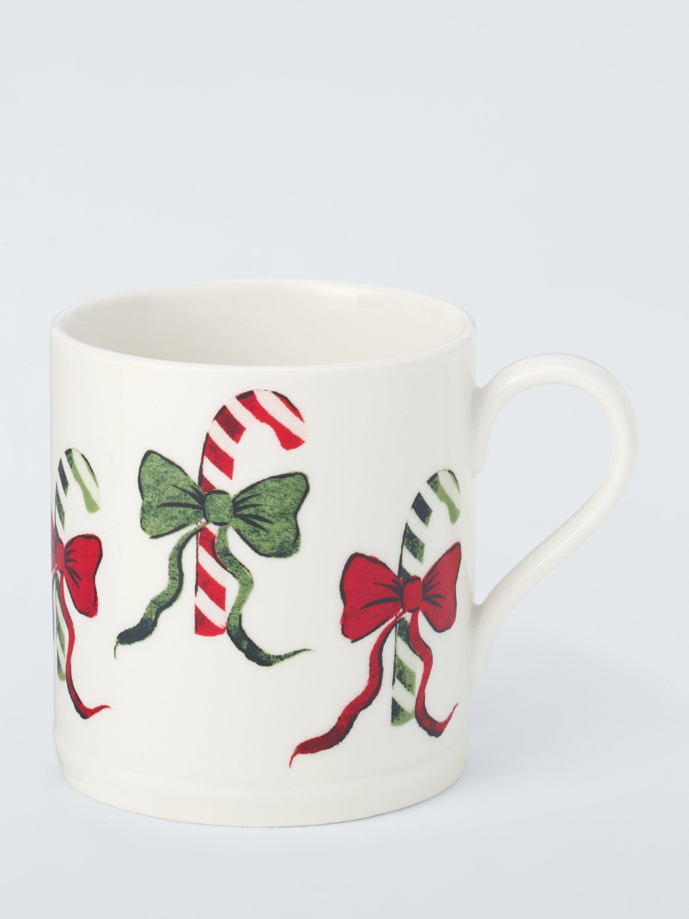 John Lewis Candy Cane Footed Fine China Mug, 270ml, White