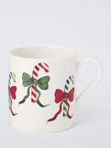 John Lewis Candy Cane Footed Fine China Mug, 270ml, White
