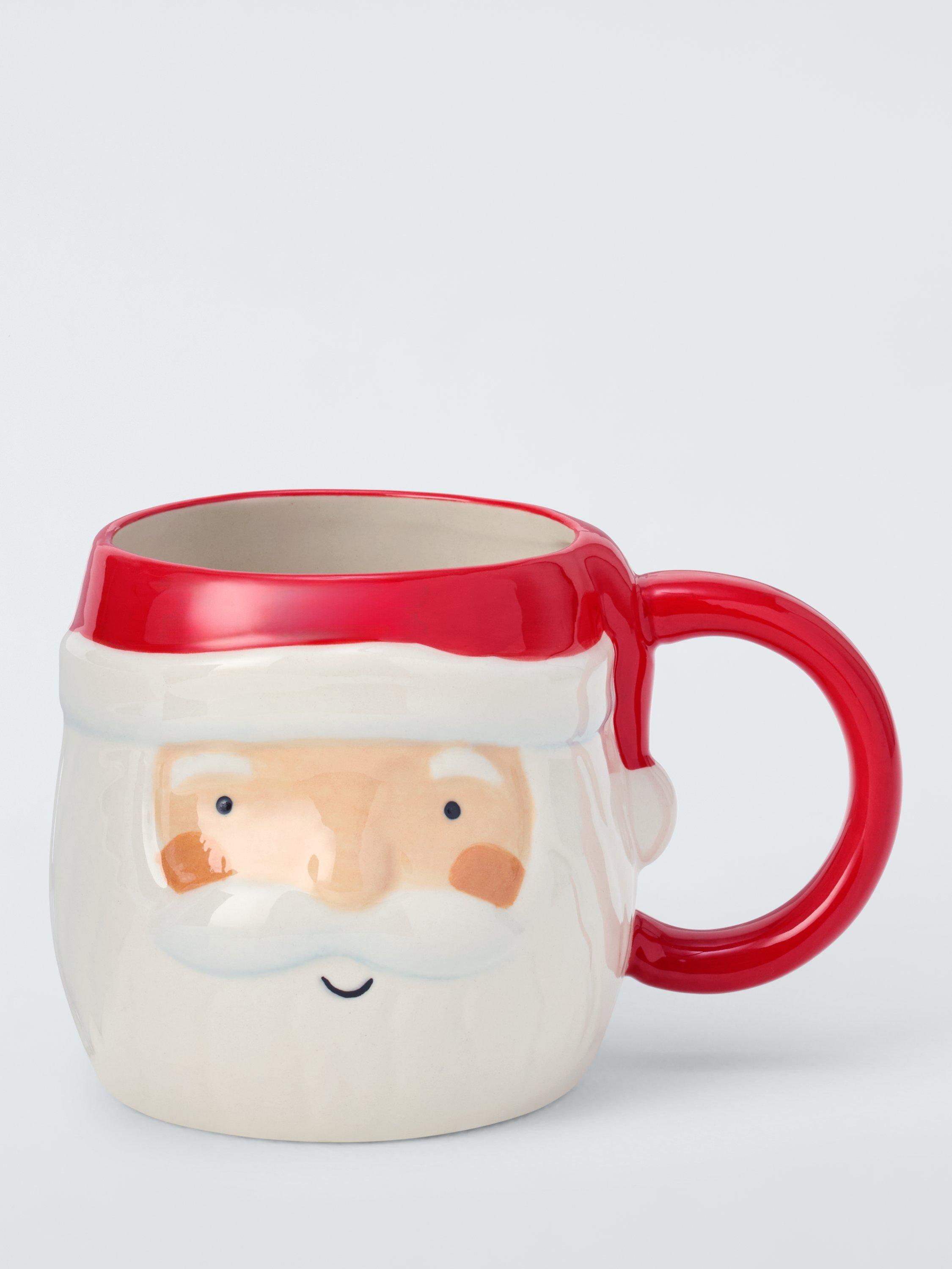 John Lewis Father Christmas Stoneware Mug, 440ml, Red/Multi