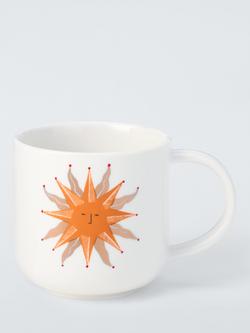 John Lewis Fleur Sun Fine China Mug, 350ml, White, White
