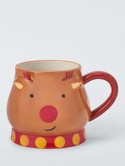 John Lewis Reindeer Stoneware Mug, 430ml, Multi