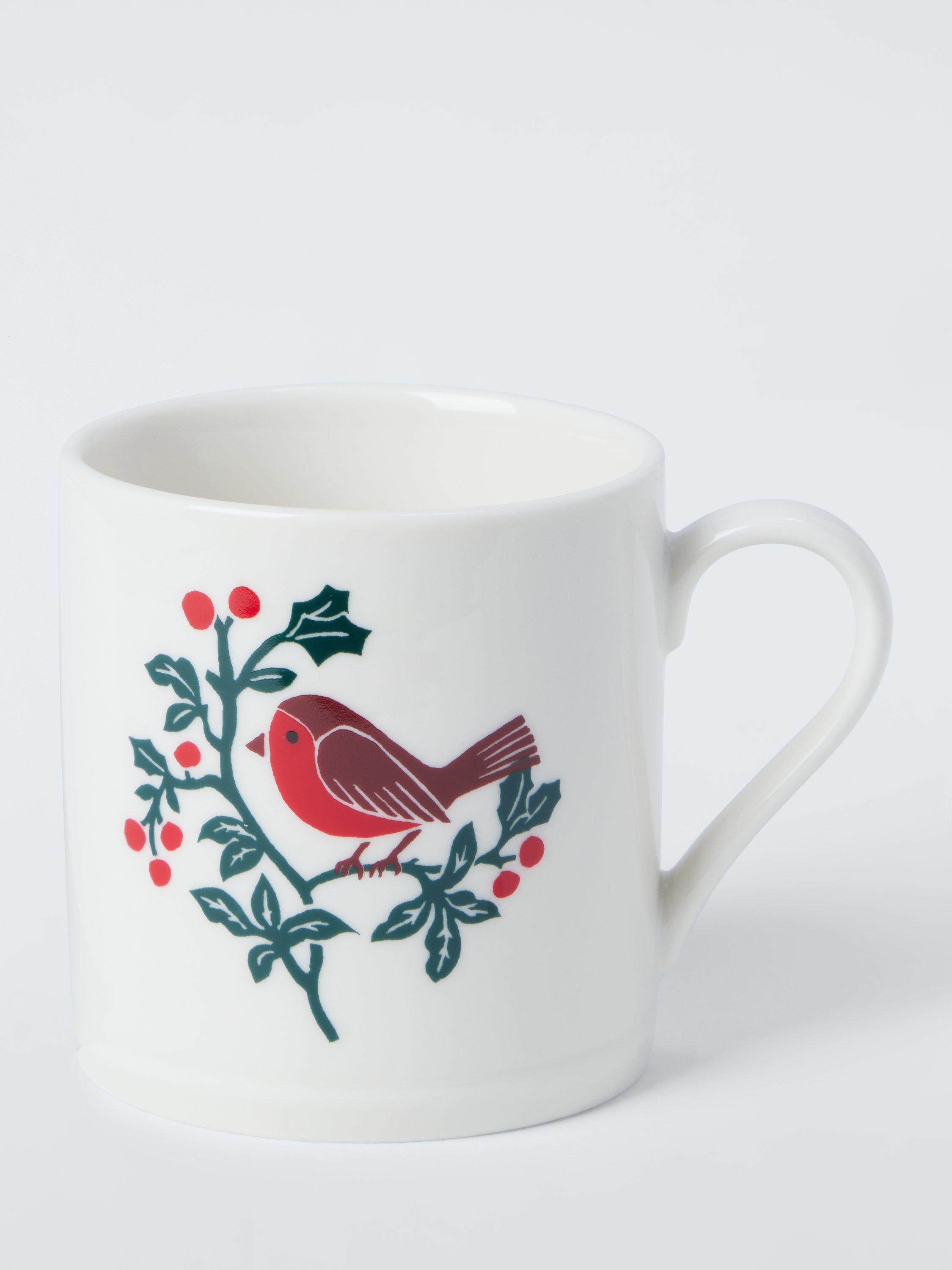 John Lewis Robin Footed Fine China Mug, 270ml, White