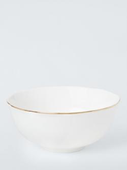 John Lewis Fleur Gold Rim Fine China Cereal Bowl, 15cm, White, White