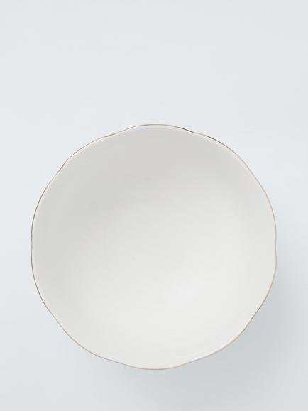 John Lewis Fleur Gold Rim Fine China Cereal Bowl, 15cm, White - view 2, White