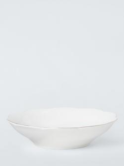 John Lewis Fleur Gold Rim Fine China Pasta Bowl, 22.6cm, White, White