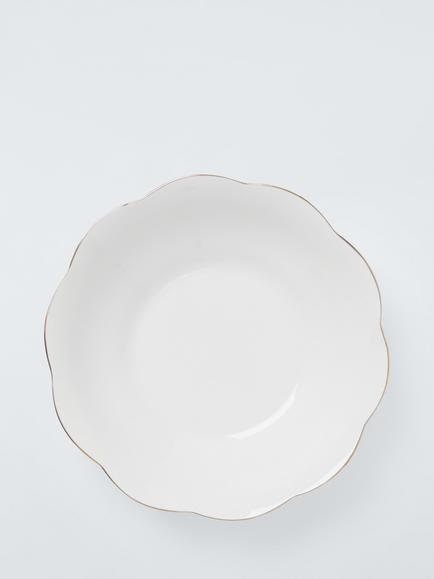 John Lewis Fleur Gold Rim Fine China Pasta Bowl, 22.6cm, White - view 2, White