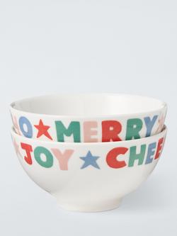 John Lewis Christmas Merry & Joy Fine China Dip Bowls, Set of 2, 11cm, Multi, Multi