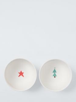 John Lewis Christmas Merry & Joy Fine China Dip Bowls, Set of 2, 11cm, Multi - view 2, Multi