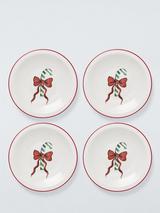 John Lewis Candy Cane Fine China Small Plates, Set of 4, 15cm, White/Red