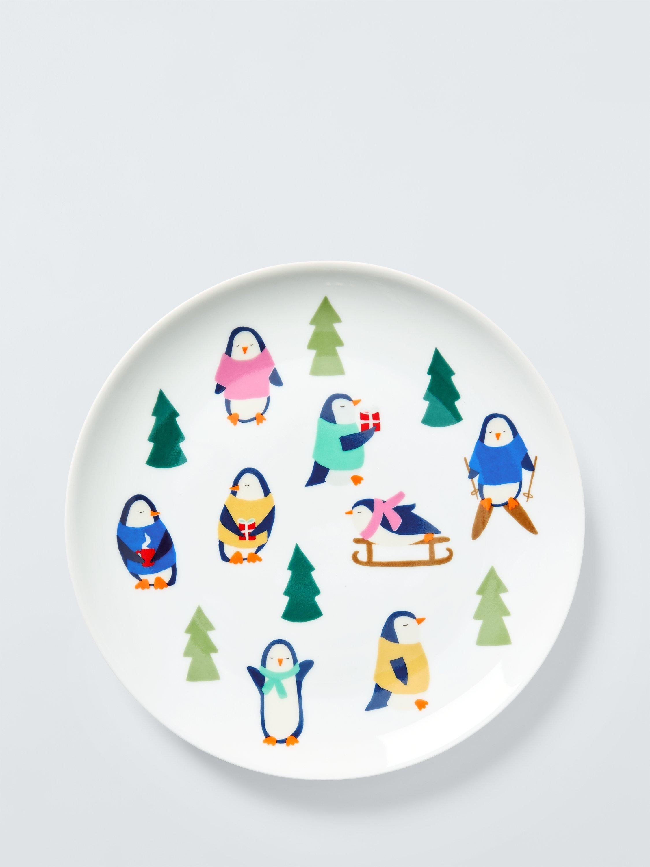 John Lewis Kids' Penguin Porcelain Plate, 20.3cm, Multi