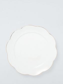 John Lewis Fleur Gold Rim Fine China Dinner Plate, 26.7cm, White, White