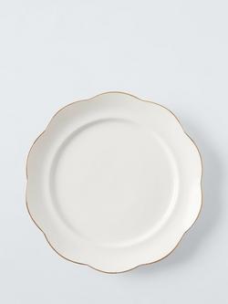 John Lewis Fleur Gold Rim Fine China Side Plate, 19.6cm, White, White