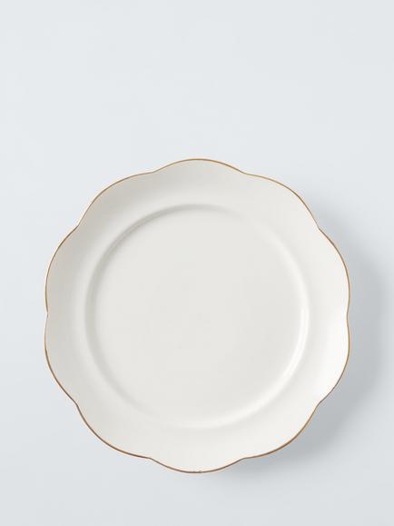 John Lewis Fleur Gold Rim Fine China Side Plate, 19.6cm, White, White