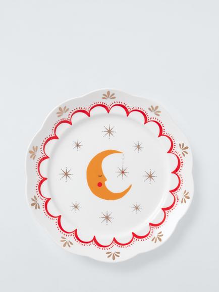 John Lewis Fleur Moon Fine China Side Plate, 19.6cm, White, White