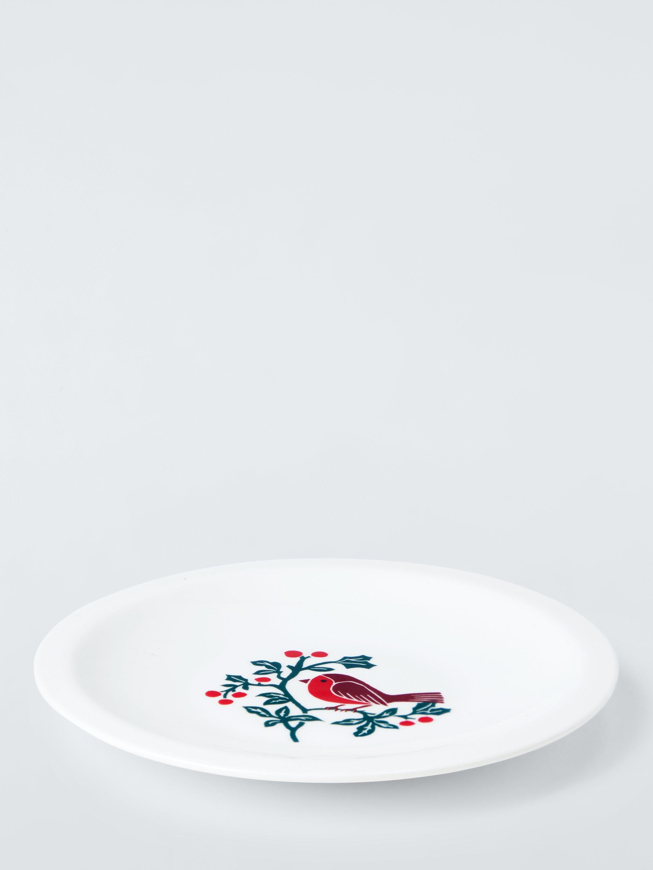 John Lewis Robin Fine China Mince Pie Plate, 15cm, White