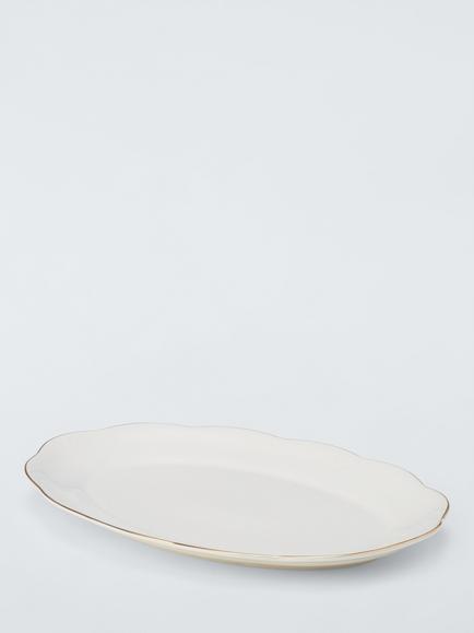 John Lewis Fleur Gold Rim Fine China Oval Serving Platter, 36.5cm, White - view 2, White