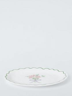 John Lewis Flora Christmas Foliage Fine China Oval Serving Platter, 31cm, White/Multi - view 2, White