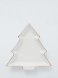John Lewis Christmas Tree Fine China Dish, 19cm, White/Gold