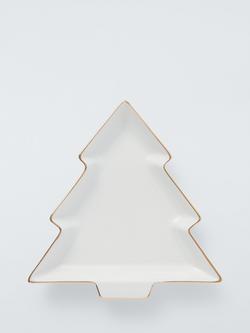 John Lewis Christmas Tree Fine China Dish, 19cm, White/Gold, 