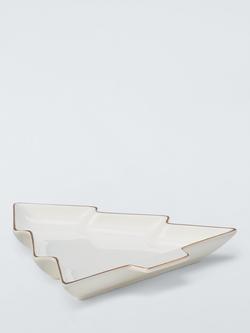 John Lewis Christmas Tree Fine China Dish, 19cm, White/Gold - view 2, 