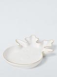 John Lewis Reindeer Fine China Dish, 19cm, White/Gold