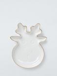 John Lewis Reindeer Fine China Dish, 19cm, White/Gold