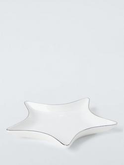 John Lewis Star Fine China Dish, 20cm, White/Silver - view 2, 