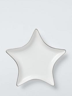 John Lewis Star Fine China Dish, 20cm, White/Silver, 
