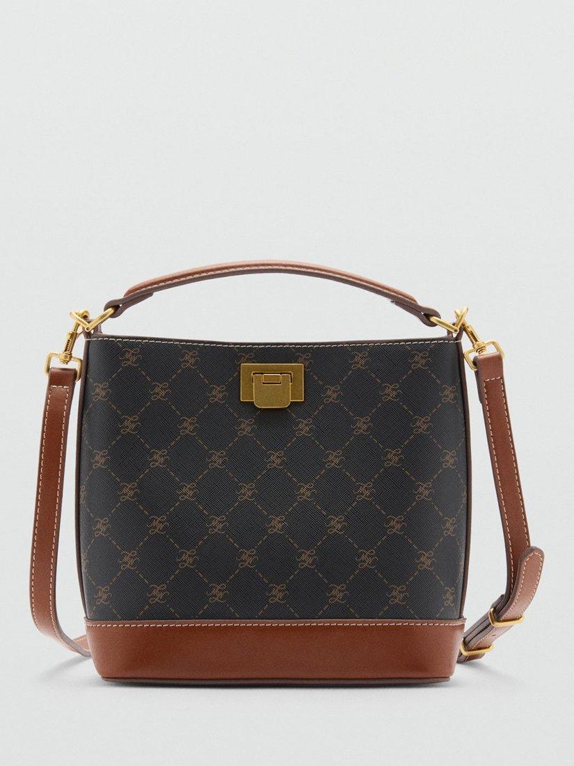 Product image 1 of 5, which shows Mango Mike Monogram Grab Bag, Brown Multi