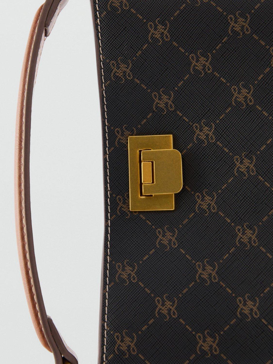 Product image 3 of 5, which shows Mango Mike Monogram Grab Bag, Brown Multi