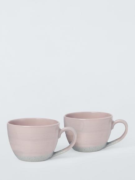 John Lewis Granite Stoneware Mug, Set of 2, Pink, 