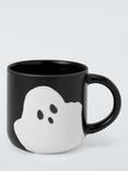 John Lewis Halloween Ghost Stoneware Mug, 380ml, Black