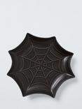 John Lewis Halloween Spider Web Stoneware Dish, 22cm, Black