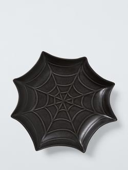 John Lewis Halloween Spider Web Stoneware Dish, 22cm, Black - view 2, 