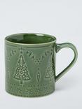 John Lewis Debossed Christmas Tree Stoneware Mug, 350ml, Green
