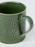 John Lewis Debossed Christmas Tree Stoneware Mug, 350ml, Green