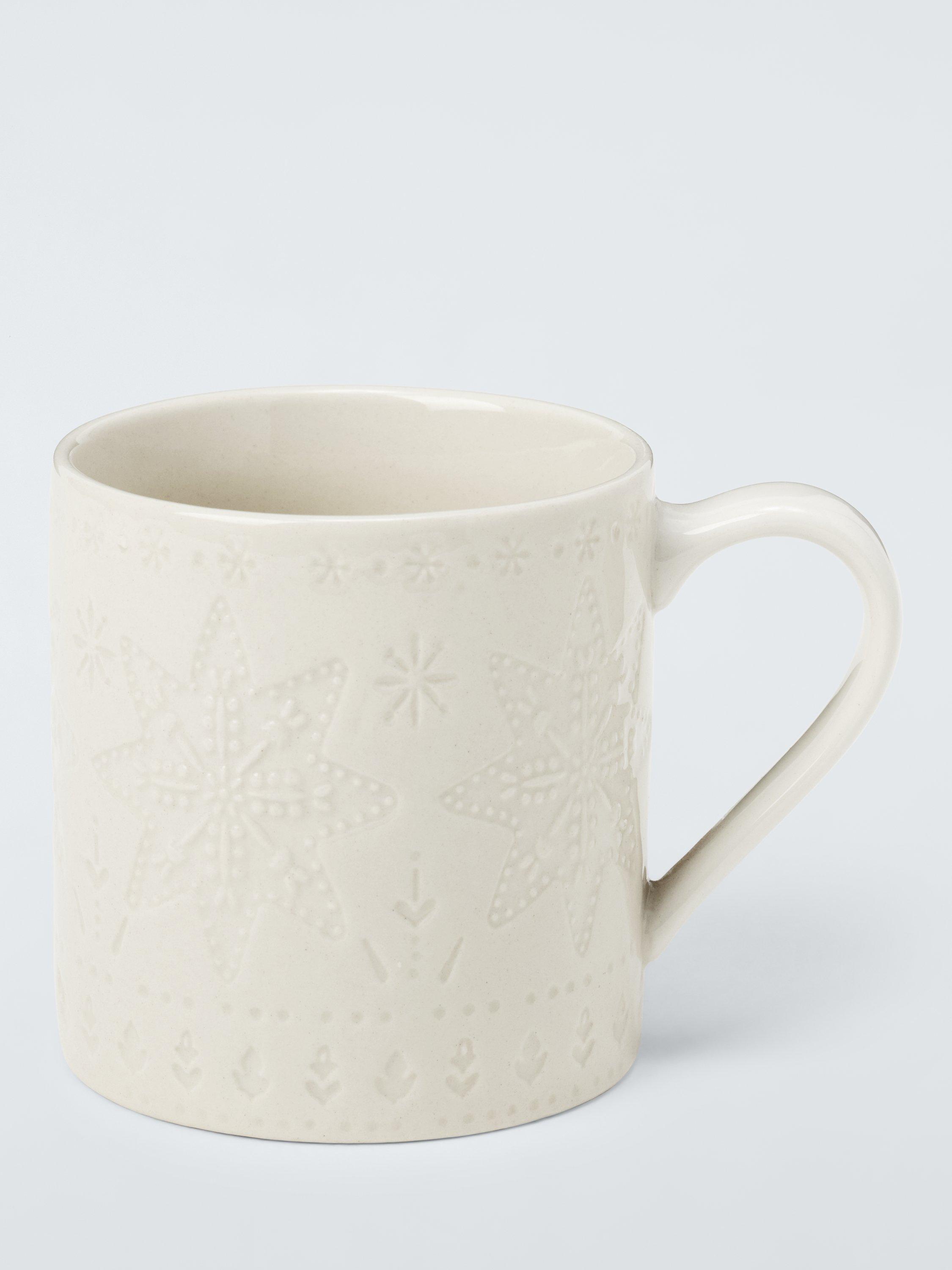 John Lewis Debossed Star Stoneware Mug, 350ml, White