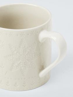 John Lewis Debossed Star Stoneware Mug, 350ml, White - view 2, 