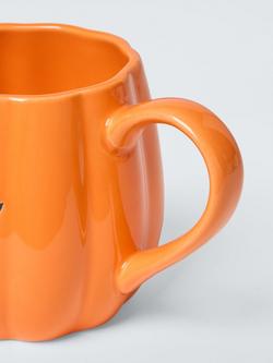 John Lewis Halloween Pumpkin Stoneware Mug, 350ml, Orange - view 2, 