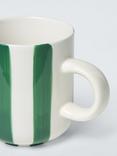 John Lewis Hand Painted Stripe Stoneware Mug, 285ml, Green