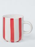 John Lewis Hand Painted Stripe Stoneware Mug, 285ml, Red