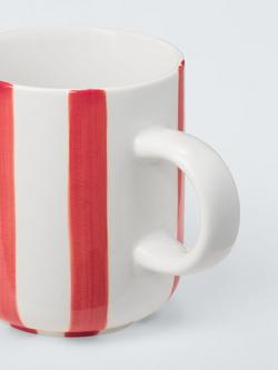 John Lewis Hand Painted Stripe Stoneware Mug, 285ml, Red - view 2, 