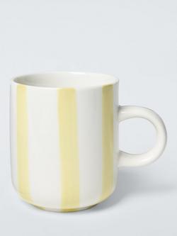 John Lewis Hand Painted Stripe Stoneware Mug, 285ml, Yellow, 