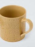 John Lewis Debossed Star & Snowflake Stoneware Mug, 350ml, Honey