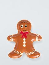 John Lewis Gingerbread Shape Stoneware Plate, 22cm, Multi
