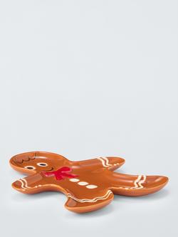 John Lewis Gingerbread Shape Stoneware Plate, 22cm, Multi - view 2, Gingerbread